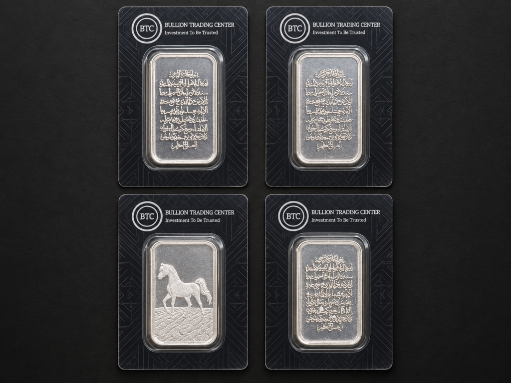 Illustrative group of four packaged silver bars