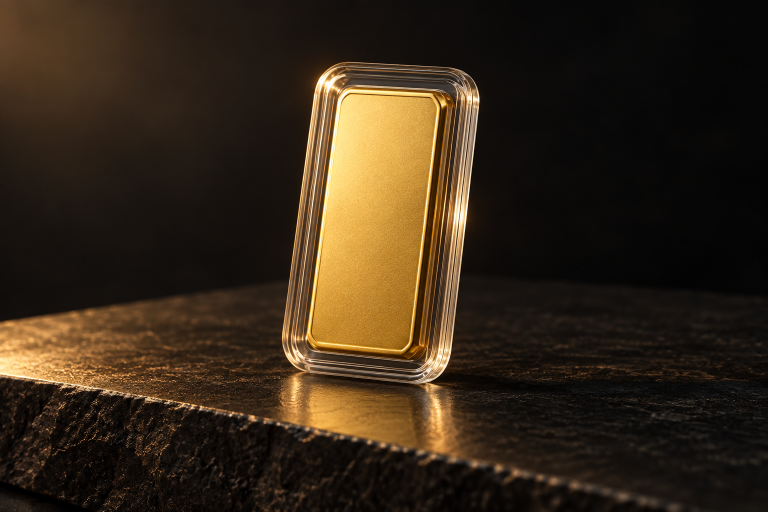 Premium unbranded gold-bar presentation for the 11.664 g (1 tola) catalogue type